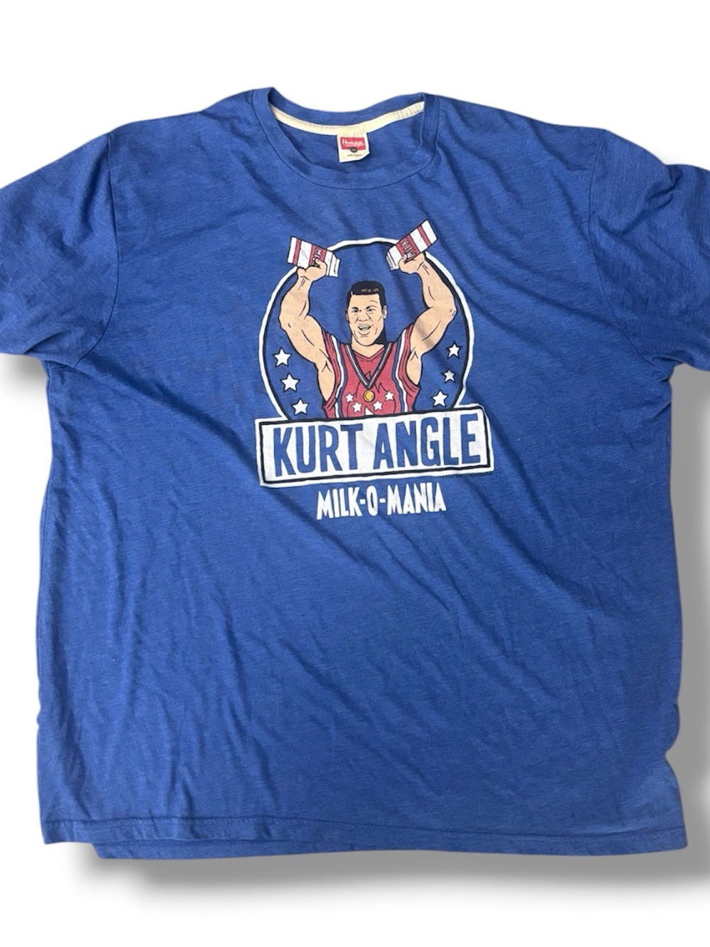 HOMAGE Blue Kurt Angle Milk-O-Mania Graphic Tee